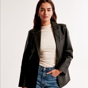 Abercrombie and Fitch Black Vegan Leather Jacket size S